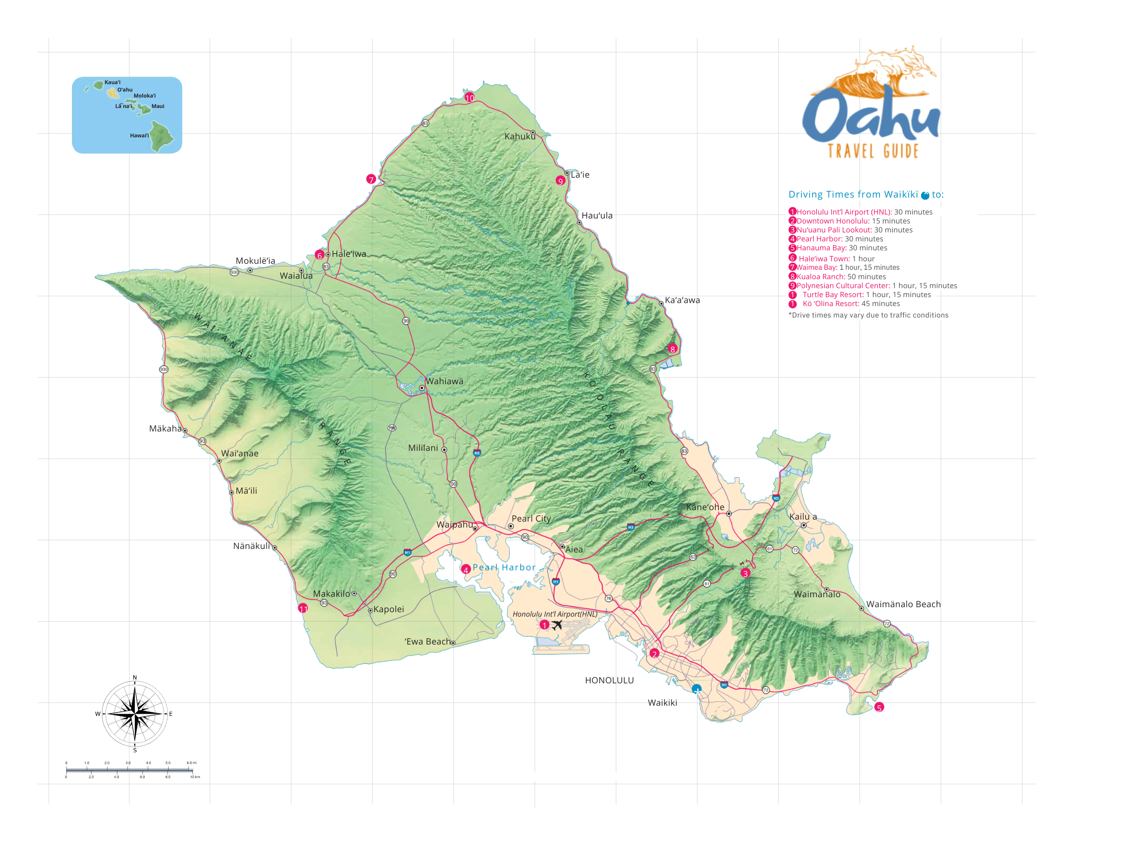 scenic drives oahu map