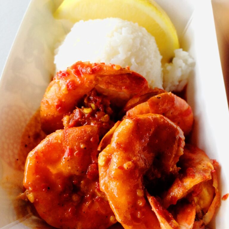 A plate of hot and spicy shrimp from Giovanni's