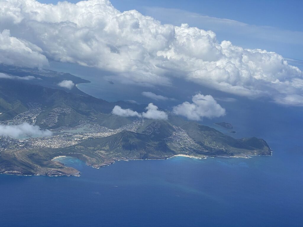 Aerial view of Hanauma Bay and Koko Crater on the southeast corner of Oahu