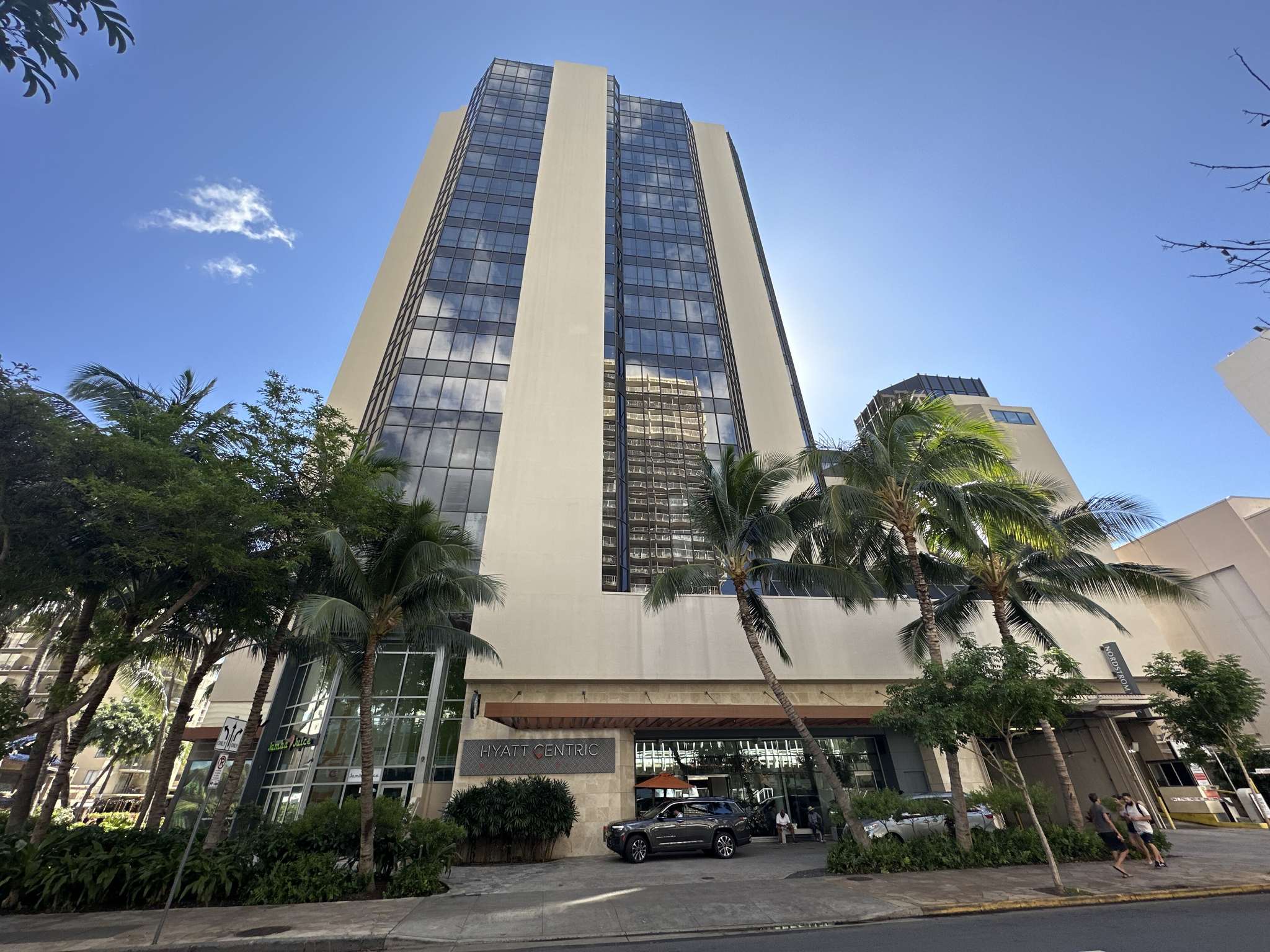 The Hyatt Centric Waikiki Beach tower on Seaside Avenue