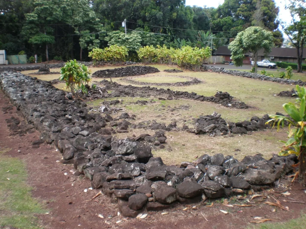 The stacked-stone walls of Keaīwa Heiau, the healing heiau at the entrance to the ʻAiea Loop Trail