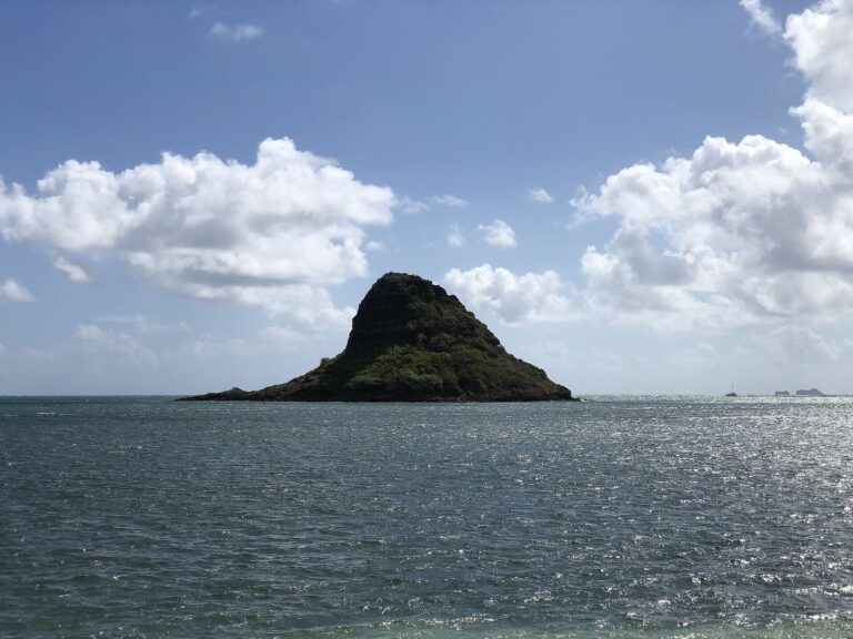 Kualoa Regional Park looking east toward Mokolii island