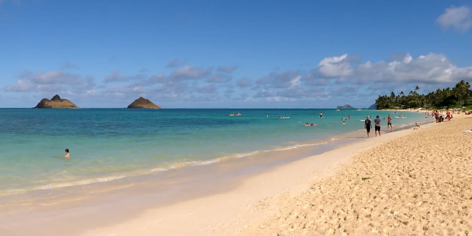 Lanikai Beach in Kailua with the two Mokulua islands offshore