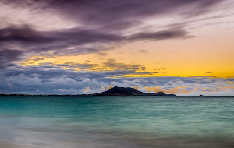 Sunset over Kailua Beach on Oahu's windward side