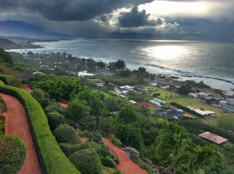 The Pupukea coastline and neighborhood seen from the hillside