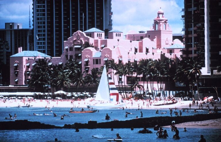 Waikiki Beach and the Royal Hawaiian in December 1969