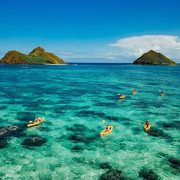 Kayaks on the water off the Mokulua Islands