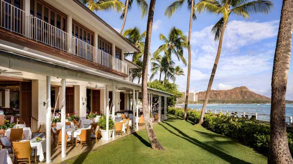 Halekulani Hotel exterior, Waikiki beachfront